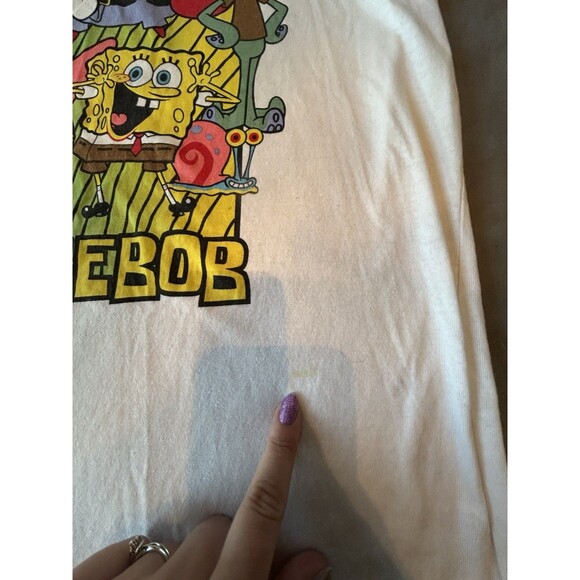 Nickelodeon SpongeBob SquarePants Men's T-Shirt White Graphic Print Large - Picture 2 of 4